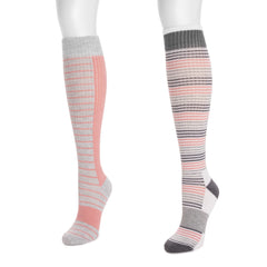 Women's 2 Pair Pack Cotton Compression Knee High Socks