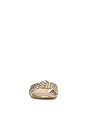 Dydra Knotted Flat Sandal in Silver & Gold