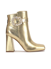 Luminna Block Heeled Bootie in Gold
