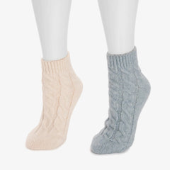 Women's Luxe Cabled Footie Sweater Sock 2 Pack