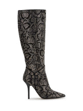 Lovienn Knee High Boot in Black Silver Leopard