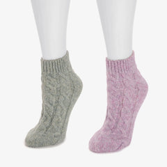 Women's Luxe Cabled Footie Sweater Sock 2 Pack