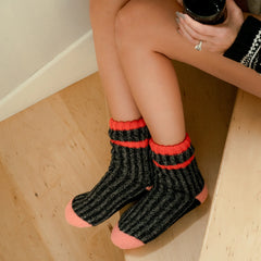 Women's Color Blocked Sweater Cabin Socks 2 Pair Pack