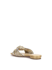 Dydra Knotted Flat Sandal in Silver & Gold