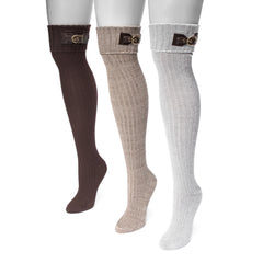 Women's 3 Pair Buckle Cuff Over the Knee Socks