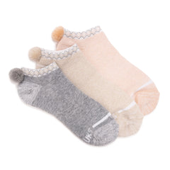 Women's 3 Pack Dream Step by Muk Luks Low-Cut Ankle Socks with Pom