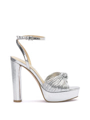 Immie Platform Sandal in Silver Snake