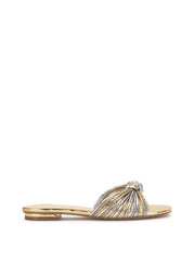 Dydra Knotted Flat Sandal in Silver & Gold