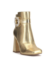 Luminna Block Heeled Bootie in Gold