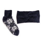 Women's Chenille Cabin Sock and Headband Set