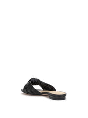 Dydra Knotted Flat Sandal in Black