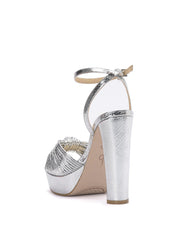 Immie Platform Sandal in Silver Snake
