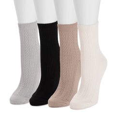 Women's 4 Pack Fluffy Microfiber Texture Crew Socks