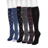 Women's 6 Pack Nylon Compression Knee-High Socks