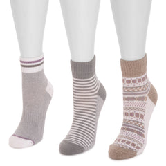 Women's 3 Pair Pack Quarter Crew Cotton Compression Sock
