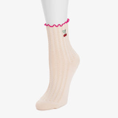 Women's Luxe Texture Embroidery Crew Sock