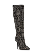 Lovienn Knee High Boot in Black Silver Leopard