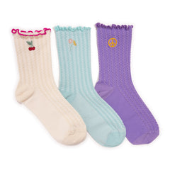 Women's Textured Embroidery Crew Sock