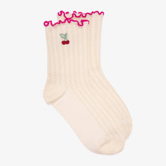 Women's Luxe Texture Embroidery Crew Sock