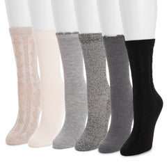 Women's 6 Pack Whisper Soft Crew Socks 8 Inch