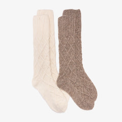 Women's Luxe Tall Cabled Sweater Sock 2 Pack