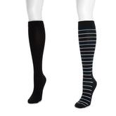 Women's 2 Pair Pack Nylon Compression Knee High Socks