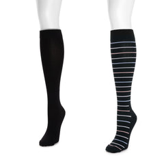 Women's 2 Pair Pack Nylon Compression Knee High Socks