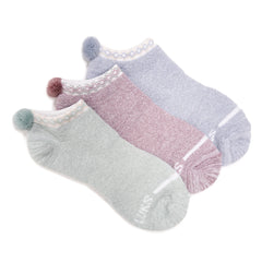 Women's 3 Pack Dream Step by Muk Luks Low-Cut Ankle Socks with Pom