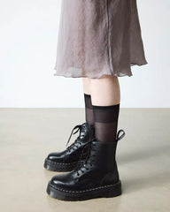 Jadon White Stitch Smooth Leather Platform Boots