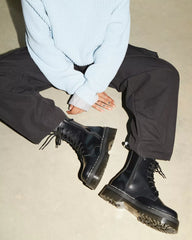 Jadon White Stitch Smooth Leather Platform Boots