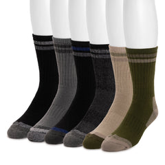 Men's 6 Pair Pack Heat Retainer Hike Crew Socks