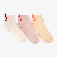 Women's Luxe 3 Pair Pack Whisper Soft 3D Fruit Ankle Socks