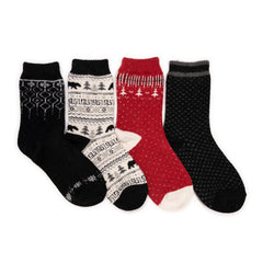 Women's 4 Pair Pack Patterned Crew Boot Socks