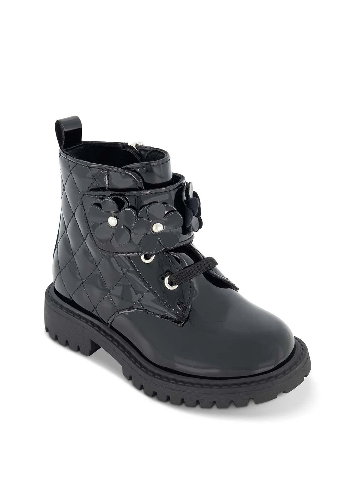 Toddler Daria Flower Moto Boot in Black