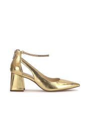 Sylan Chain Ankle Strap Pump in Gold