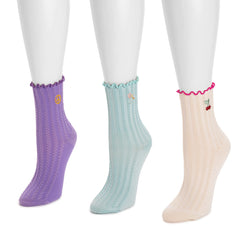 Women's Textured Embroidery Crew Sock
