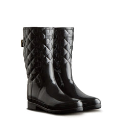 Women's Adjustable Quilted Refined Slim Fit Short Rain Boots