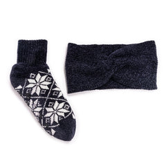 Women's Chenille Cabin Sock and Headband Set