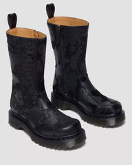 REJENA Hair On Croc Emboss Leather Boots