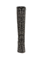 Lovienn Knee High Boot in Black Silver Leopard