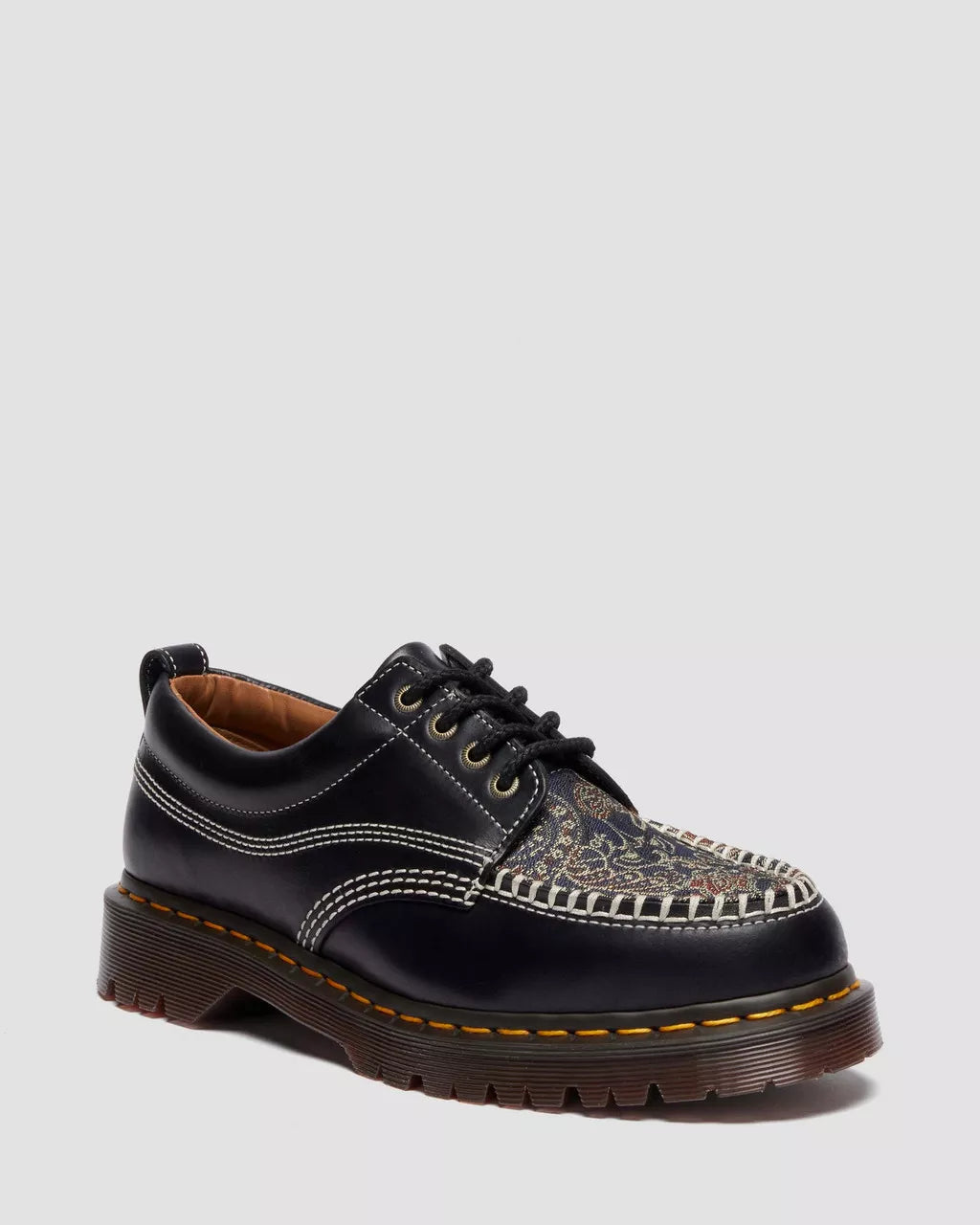 Lowell Leather & Jacquard Lace Up Moc Toe Shoes