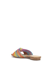 Dydra Knotted Flat Sandal in Multi Stripe