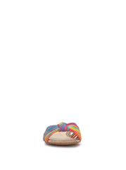 Dydra Knotted Flat Sandal in Multi Stripe