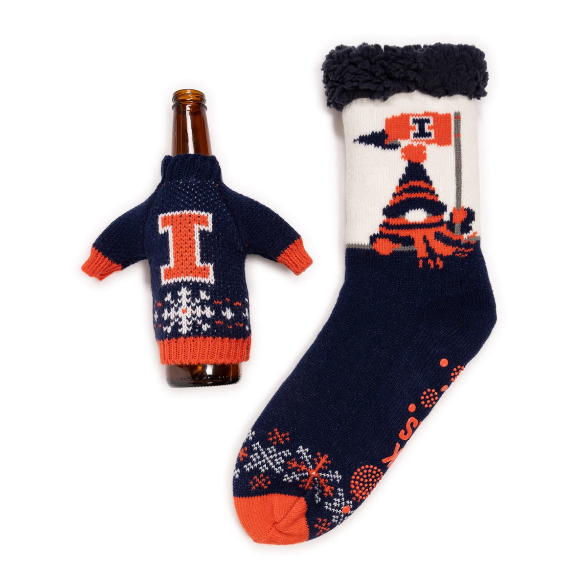 Illinois Fighting Illini Unisex Cabin Sock with Bottle Sweater