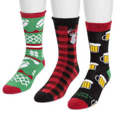 Men's 3 Pack Terry Novelty Holiday Socks