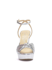 Immie Platform Sandal in Silver Snake