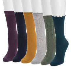 Women's 6 Pack Whisper Soft Crew Socks 8 Inch