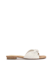 Dydra Knotted Flat Sandal in White