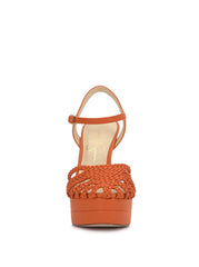 Inaia Braided Platform Sandal in Tangerine