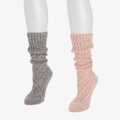 Women's Luxe Tall Cabled Sweater Sock 2 Pack